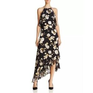 Alice and Olivia Fabiola Asymmetric Floral Dress Silk Blend Size 4